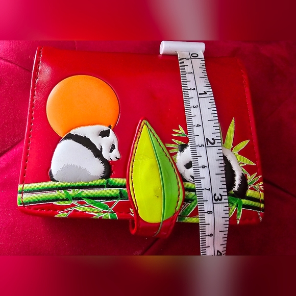 Shag Wear red Women's Wallet Playful Panda on bamboo scene Vegan Leather wallet - Picture 7 of 7